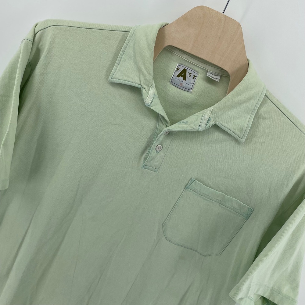 FAST Mens Polo Shirt XL Sage Green Short Sleeve Cotton Pocket Casual Solid